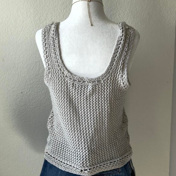 sheer cream boho crochet knit floral tank - Picture 2 of 4